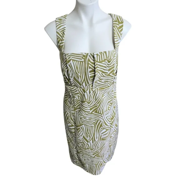 Perceptions Sleeveless Abstract Print Midi Dress Lime & White Size 18 - Picture 4 of 14